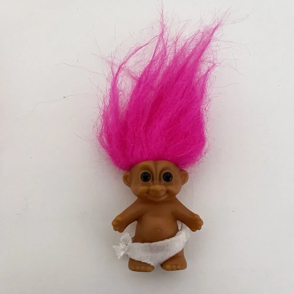 Vintage Russ Baby Trolls in Diapers Lot of 2 Orange Pink Hair 2